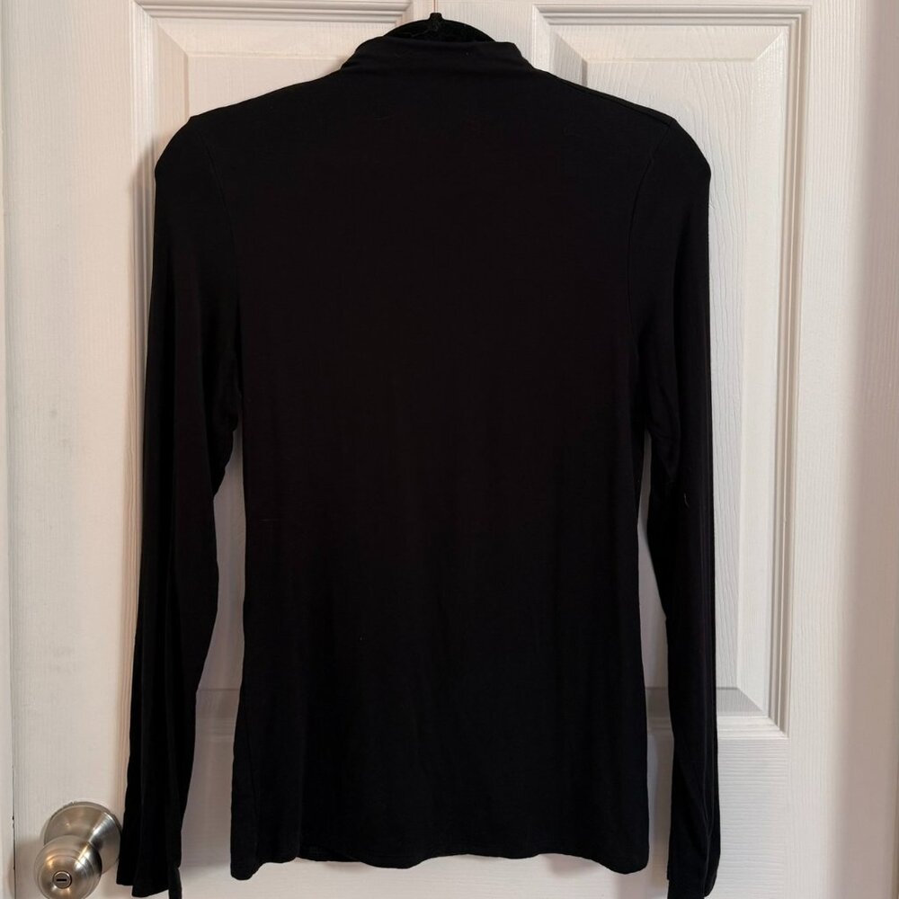 Express Fitted Mock Neck Double Layer Black Long Sleeve Tee Size Medium